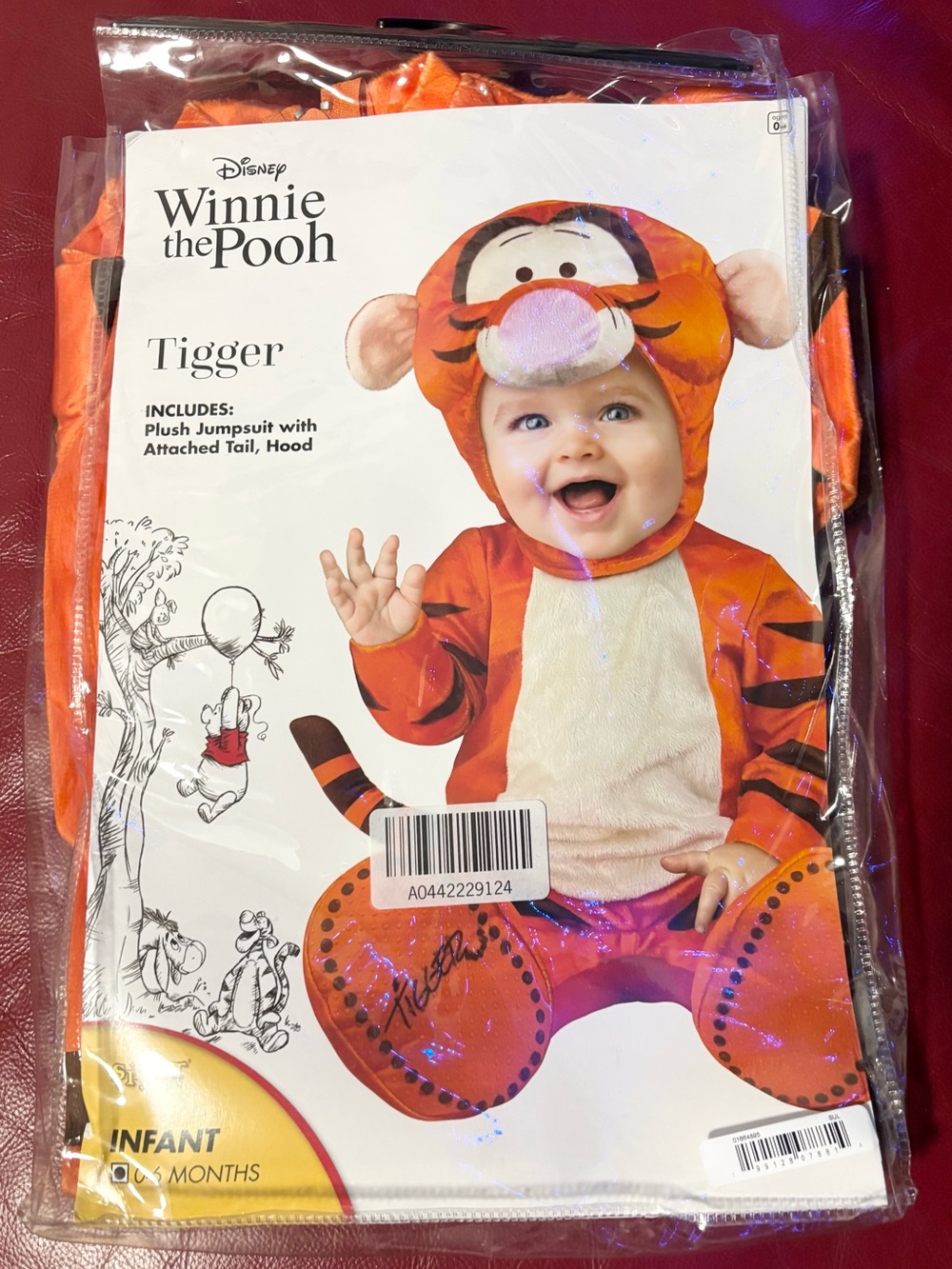 Spirit Disney Tigger Infant Hat and Hood - Orange with Cream and Black Accents